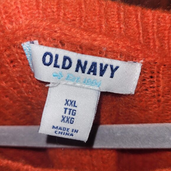 OLD NAVY XXL Sweater | Burnt Orange Wide Neck Knit Raglan Sleeve Cozy Knit - Picture 2 of 3